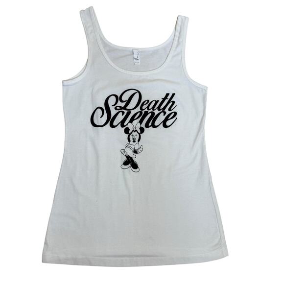 Death Science Minnie Tank White Large Babydoll Biker Chopper Motorcycle - Picture 1 of 7